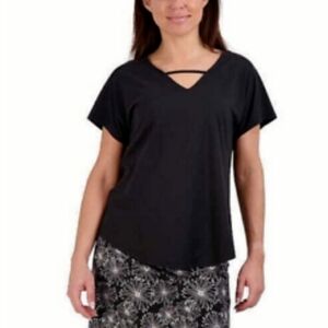 Tranquility by Colorado Clothing Womens V-neck Top Black XS
